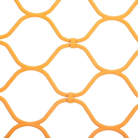Close-up view of the foldable scarf organizer rack with 18 slots for closet storage, featuring durable orange material.