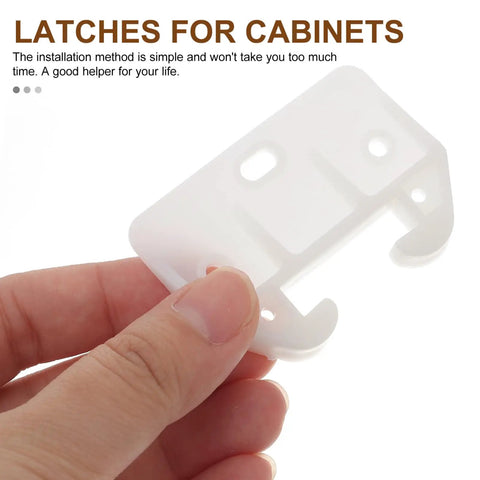 Hand holding white piece from 12-Piece Plastic Drawer Rail Guides Replacement Kit for Cabinets, Closets, Dressers and Furniture Systems