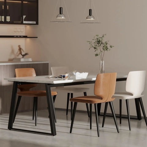 Heavy Duty Matte Black Metal Table Legs Sturdy Diy Furniture Support With Adjustable Grip Feet For Industrial Rustic Desk Coffee Table Or Bench Builds in modern dining setting with chairs.