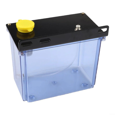 Heavy Duty 3L Cnc Lubrication Tank With Integrated Filter, 3L transparent reservoir with yellow cap and black top.