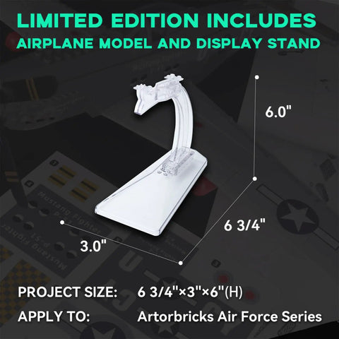 Display stand for P-51 Mustang Fighter Plane Model Kit With Display Stand One Twenty Six Scale 258 Piece Build Set For Adults