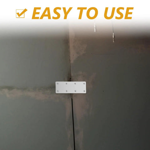 Five Pack Heavy Duty Stainless Steel Straight Brace Brackets For Wood attached to a grey wall with text 'Easy to Use' above