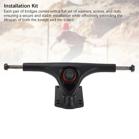 7 Inch Bridge Skateboard Bracket Pair For Dancing Longboards, Beefy Aluminum Alloy Long Trucks For Electric Skateboards, front view