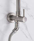 Brushed Nickel Retrofit Shower System With 9 Inch Rain Shower Head Drill Free Install Tool Free Retrofit No Tile Damage Connects