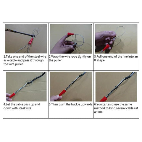 Instructions for using Polyester 3 Core Braid Fish Tape With Changeable Leader Tip No Rust 6mm Diameter Cable Puller 50ft Length