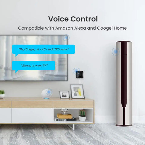 Living room setup showing WiFi Universal Remote For IR And RF 433 And 315MHz With Fixed Code No Encryption 50K IR Database Plug And Play