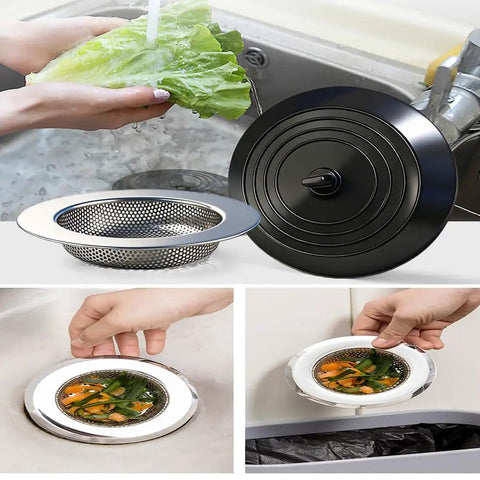 4 Pack Kitchen Sink Strainer Stopper Kit With Silicone Drain Plug Covers Universal 4.5 Inch Stainless Steel Drain Strainer Food