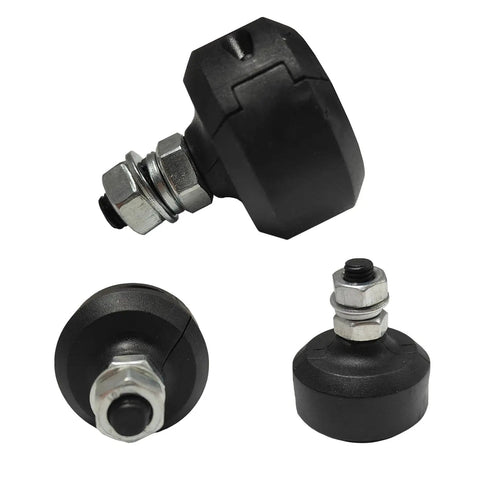 Magnetic Limit Switch Replacement Magnet for Sliding Gate Opener Driveway Stopper, two pack, durable nylon and steel, front and side view.