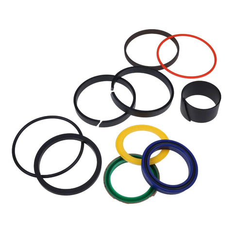 Heavy Duty Hydraulic Stabilizer Cylinder Seal Kit G109460 Compatible With Case 580D Super D seals and rings arranged on white background.