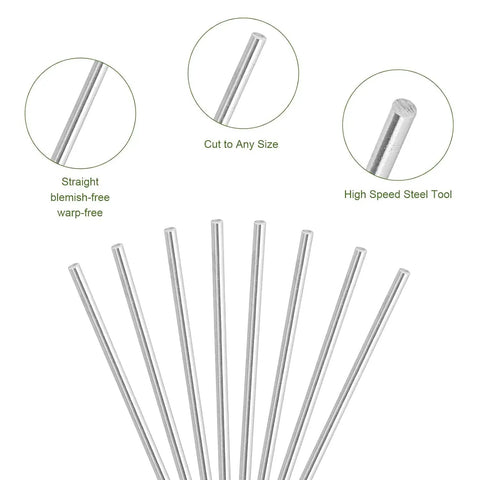 Solid 304 Stainless Steel Rods 9.5mm (3/8 Inch) Diameter, 12 Inch Length, 2 Pack Lathe Bar Stock for DIY Projects
