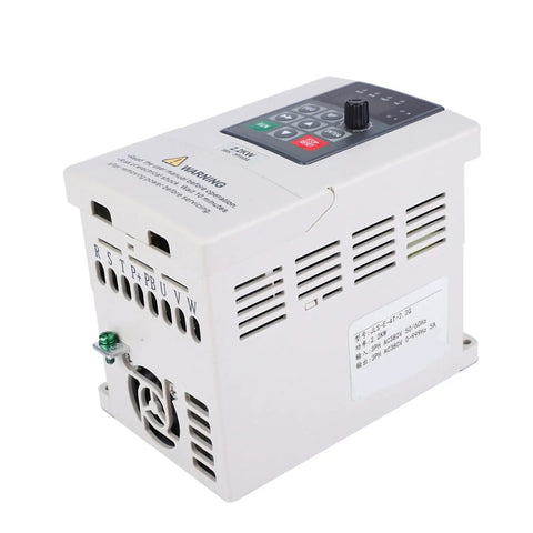 Three Phase 380V 2.2KW VFD Inverter With PWM Speed Control Workhorse Industrial Motor Drive With All Round Protection Variable Frequency Drive For 380V Motors Durable Plastic Housing And Easy Speed Regulation, white plastic housing, front view