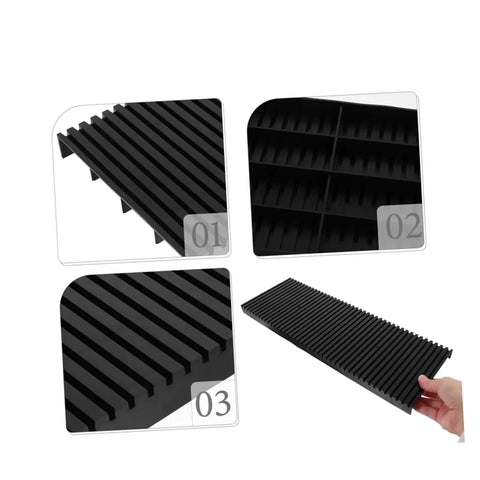 Antistatic Bar Rack With Split Tray Lid, 2 Pack ESD PCB Tray Organizer for Relays and Safety Wristbands, close-up of grooves