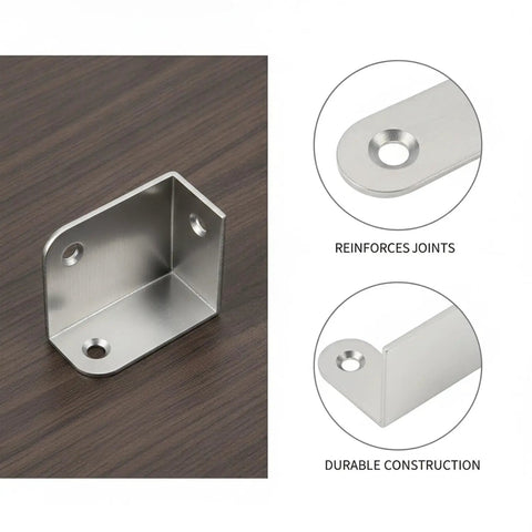 Sturdy L Shaped Corner Brace For Wobbly Chairs And Tables Stainless Steel Support Bracket In Silver Finish That Fixes Loose Joints