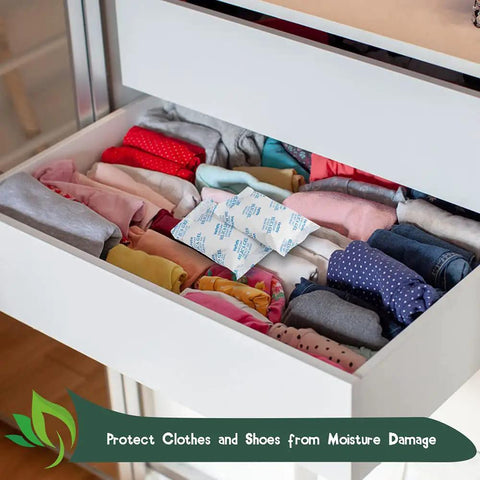 Rock Solid Food Grade Silica Gel Desiccant Packets One Gram Each With Two Hundred Fifty Total Sachets to protect clothes in drawer.