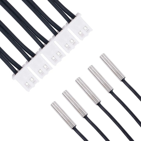 Two Pack 3M 10K NTC Thermistor Temperature Sensor Probes With 5x25mm Stainless Steel Housing -25 to 125 Celsius Range Pro Grade