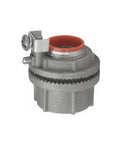 Top Shelf Stainless Steel Myers Hub For 1 1/4 Inch Rigid Conduit With Increased Safety Ground Terminal And Hardcore Temp Ratings For Smooth Indoors Or Outdoors Install, showing detailed view of metal construction.