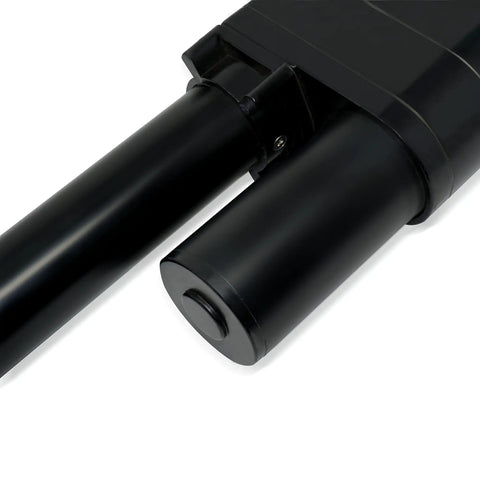 Close-up of 12V High Force Linear Actuator With 1 Inch Stroke 850 Lbs Push Pull Industrial Heavy Duty Actuator IP65 Protected for agriculture.