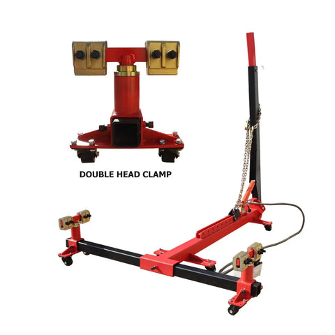 Pro Grade Auto Frame Machine With 98 kN Pulling Power And 4400 Lb Capacity, shown with double head clamp feature