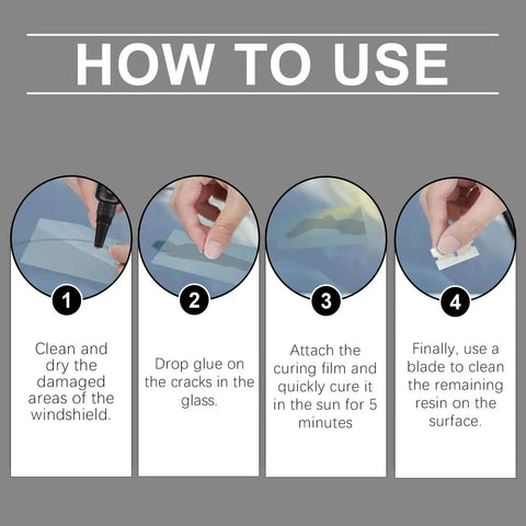 How to use guide for Upgraded Windshield Crack Repair Kit With Premium Glass Repair Liquid for auto glass repair.