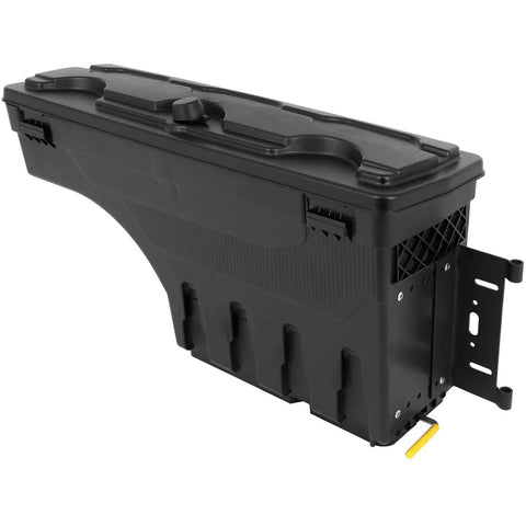 Right Side Truck Bed Storage Toolbox Built Tough For Ford F250 F350 F450 Super Duty Rig 1999 Through 2016 Black ABS plastic side view