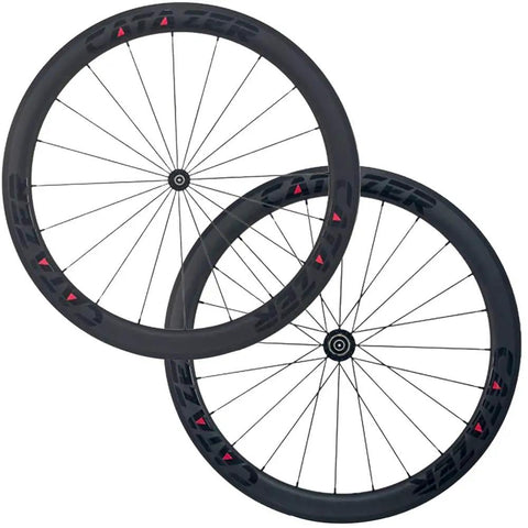 Carbon Road Bicycle Wheelset Clincher 50mm Deep Rim Basalt Brake Surface 3K Weave With Novatec ABG Hub