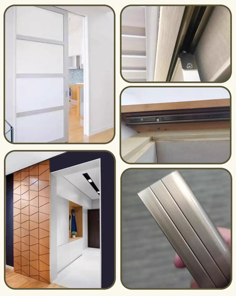 Heavy Duty Double Barn Door Hardware Kit With Top Hung Stainless Steel Rollers Built Like A Tank For Up To 450 Lbs close up of track and rollers
