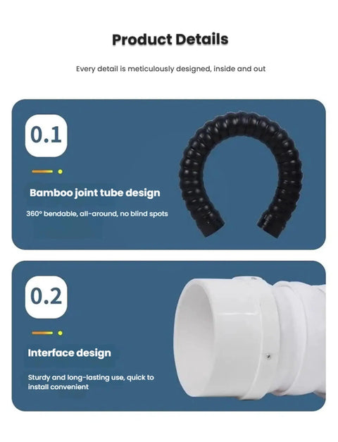 Slick Workhorse Fume Extraction Arm With Flexible Ribbed Duct Hose For Soldering Smoke And Shop Dust Removal 180cm Long tube joint and interface design