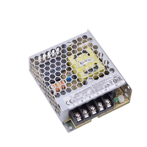 Compact 50W 24V Enclosed AC-DC Power Supply, 2.2A Output, 1U Low-Profile, Only 30mm Tall, Global 85-264VAC Input, Built-To-Last Rugged Metal Enclosure for Control Cabinets, Industrial Automation, and Appliance Use; vented metal case