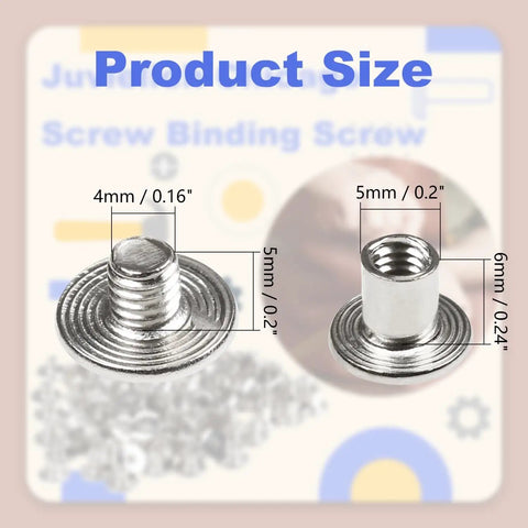Top Shelf Chicago Binding Screws M5 X 6Mm In 50 Silver Sets Built From Tough Carbon Steel showing product size details with measurements.
