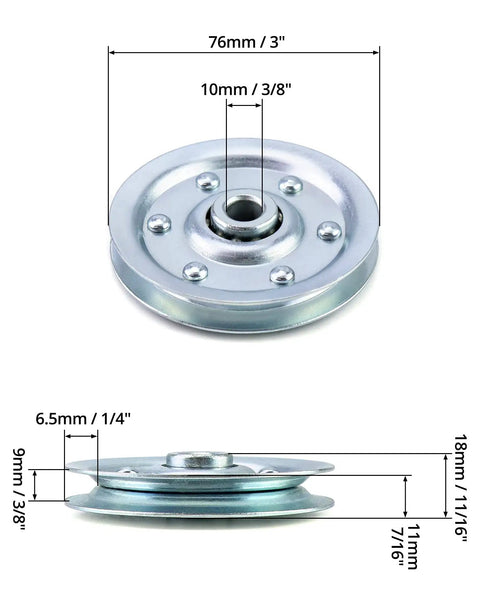 Dimensions of Extra Heavy Duty Garage Door Pulley, 3 Inch, 200 Lb Capacity, 2 Pack, Industrial Grade, Smooth Operation