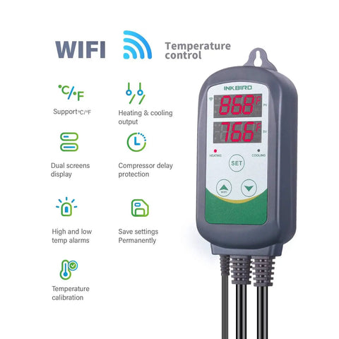 Smart WiFi ITC308 Digital Temperature Controller For Home Brewing, Fermentation, Incubation, And Greenhouse Monitoring, black