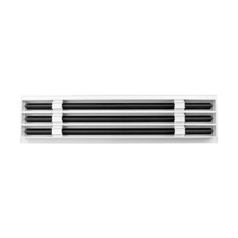 24 Inch Linear Slot Diffuser With Triple Slot Design, White Decorative Air Vent For Ceiling, Wall And Floor, front view