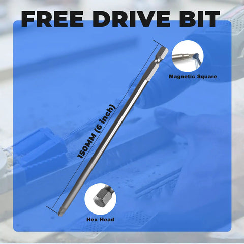 Blue Coated Pocket Hole Screws Kit In Five Sizes Includes 320 Pcs with free 150 mm drive bit shown with magnetic square