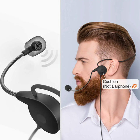 Side view of man wearing Wireless Microphone System With Headset And Lapel Mics UHF Beltpack Transmitter for clear audio.