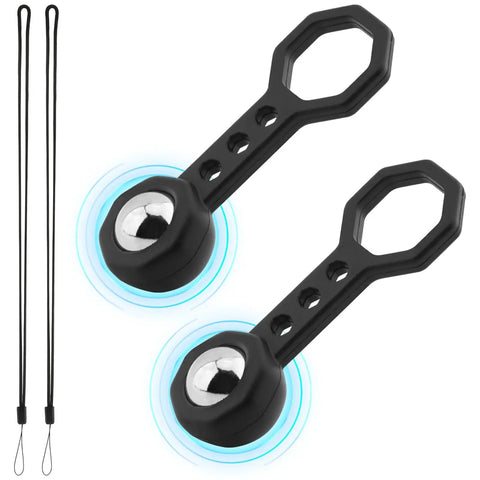 Heavy Duty Set Of Two Powerful Magnetic Stud Finders With Slick Wall Scanner Grip For Fast Screw Snagging and Hanging Drywall Without Stress Or Sweat Reliable Home Improvement Accessory. Black magnetic stud finders with smooth grips.