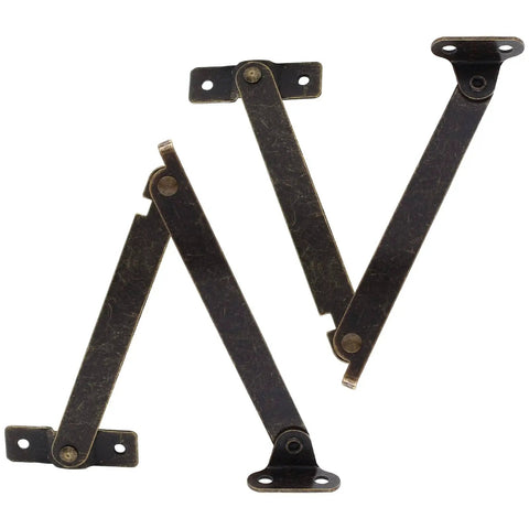 Two Pack Brass Lid Support Hinges With Mounting Screws For Furniture Wooden Boxes Jewelry Cases Chests Cabinets Cupboards Folding Lift Up Stay Hinges For Easy Access And Secure Lids 7.87 Inches Long 1.57 Inches Wide