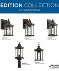 Traditional Antique Bronze Hanging Lantern With Clear Water Glass, 1-100W Medium Socket, Classic Vintage Farmhouse Pendant Light display