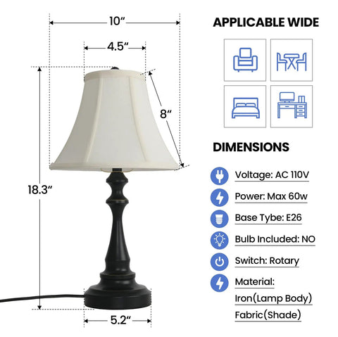 Three Piece Vintage Style Lamp Set With Bronze Finish And Brown Fabric Shades Includes Two Table Lamps And One Floor Lamp 26 Inch Table Lamps And 61 Inch Floor Lamp Solid Iron Construction For Classic Home Decor With Retro Vibe shown with dimensions and material details.