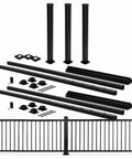 Badass Deck Railing Kit For Your Backyard, Built For 8 To 12 Foot Spans At 42 Inches High, featuring solid black posts and square balusters.