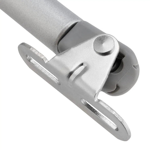 Close-up of a silver hinge mechanism for 10 Pack Top Shelf Gas Struts 100N Hydraulic Springs Built Tough.