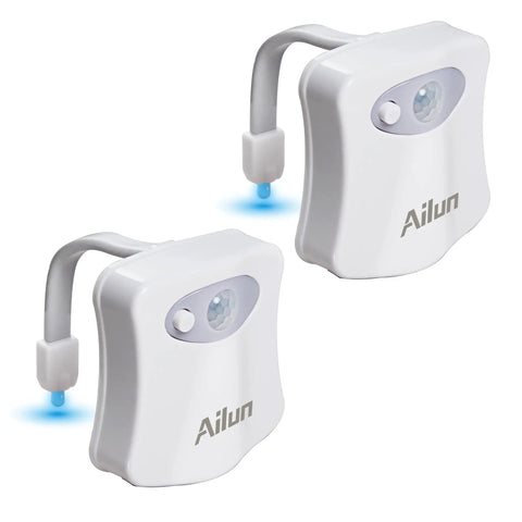 2 Pack Toilet Night Light Motion Sensor Activated LED Light With 8 Color Changing Modes For Bathroom Water Resistant