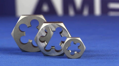Three M36 X 1.5 Carbon Steel Hex Rethreading Dies for Repairing Damaged and Rusty Threads, DWT Series Workhorse.