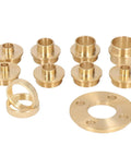 Brass bushings and lock nuts from Heavy Duty 11 Pc Brass Router Template Guide Kit for dovetail routing jobs.