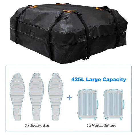 Waterproof Roof Cargo Bag For SUVs And Family Road Trips With Upgraded 600D Fabric And Reinforced Seams, large capacity illustration