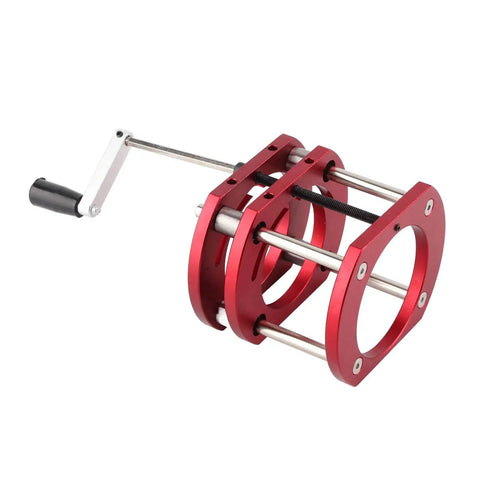 Router Lift System With 4 Jaw Clamping For Rock Solid Accuracy, 51mm Lift Height, Stable Mount For Small Trimming Machines, Fits 64mm To 66mm Motors, Crank Handle Upgrade For Smooth, Vibration Free Edge Cuts. red aluminum router lift with crank handle