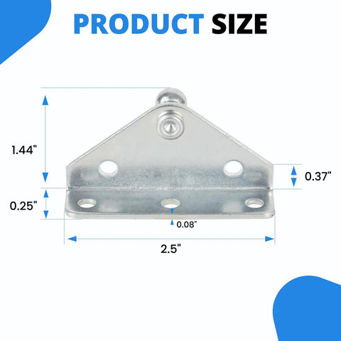 10mm Ball Stud Mounting Bracket Kit For Gas Shocks And Struts, L-Type bracket dimensions display, metal material