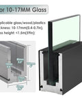 Heavy Duty Glass Railing System For Deck And Balcony Featuring Rock Solid Spigot Clamps With Flexible Floor Or Side Mount Hardware And Premium Aluminum Posts In Matte Black Covers for 10-17MM glass.