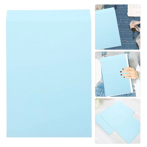 Thickened Self Adhesive Light Blue Envelope Mailing Bags 15 Pack For Postcards, Photos, And Blank Paper Pockets in various settings.