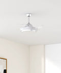 Slick Retractable Blades Ceiling Fan With Lights Remote Control For Bedroom Living Room Office Kitchen Dining 42 Inch Noiseless DC Motor