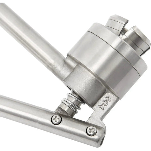 20mm Manual Vial Crimper Holds Flip Off Caps Solid With Zero Hassle Setup Includes Ten 10ml Glass Vials Stoppers And Lids close-up of stainless steel cap crimper tool